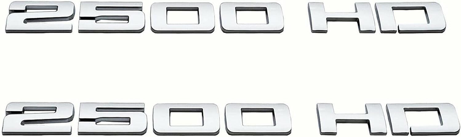 2pcs 2500HD 2500 HD Nameplates Emblems Badges Replacement for Gm Silverado Sierra (Chrome)
