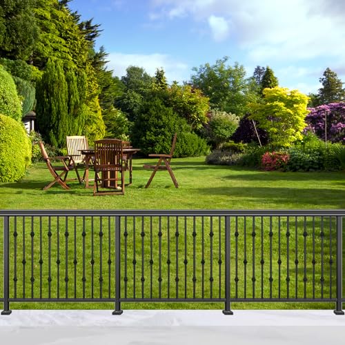 Vlaeng Deck Balusters 10 Pack, 1/2\" x 44\" Wrought Iron Balusters, Hollow Double Knuckles Staircase Balusters, Satin Black Metal Railing Suit for Stair Modifications, Outdoor Stair Deck Porch
