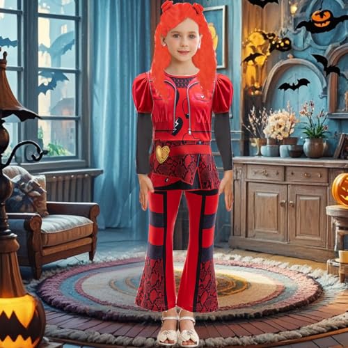 Disfraz rojo para niñas con peluca 4-5 años miniatura 2