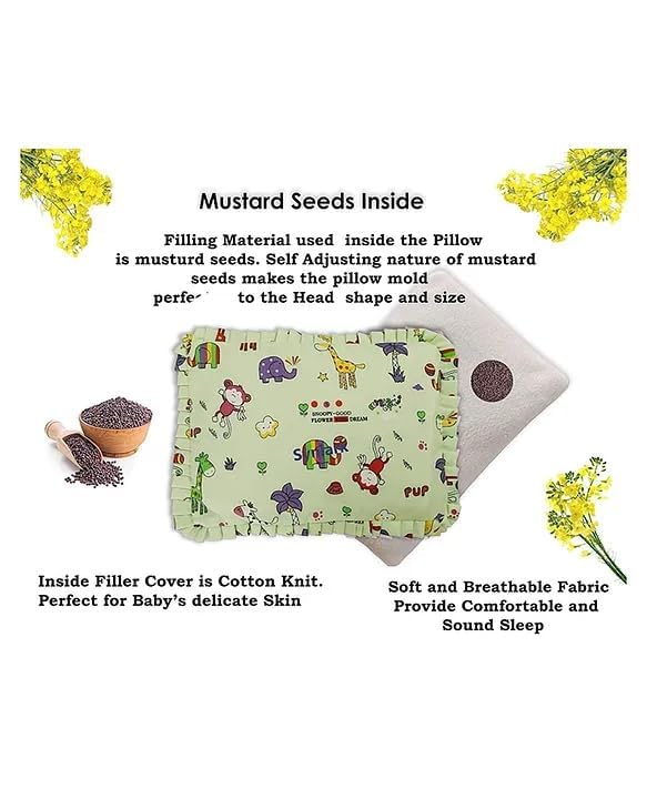 Coussin rechargeable vert en graine de moutarde, cadeau de naissance idéal