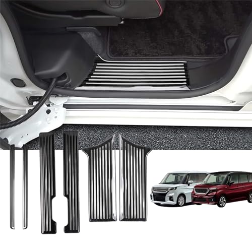 Eilsensshop 適用 新型 スペーシア カスタム パーツアクセサリー 用品 室内装 mk54s mk94s 専用設計 スペーシアギア ベース 改造 便利グッズ スカッフプレート ドアステップガード キズ防止 ブラック