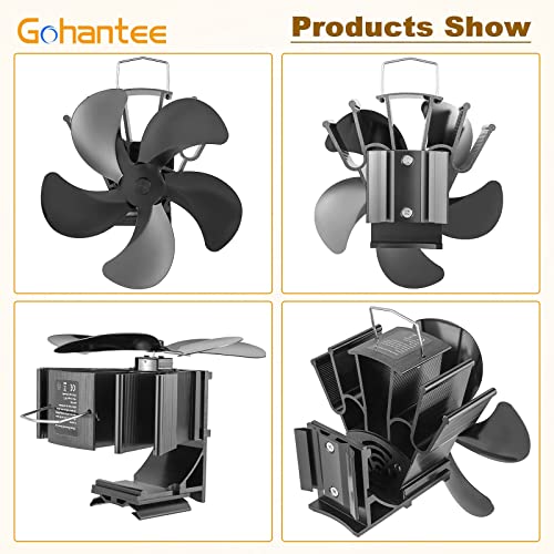 Gohantee Heat Powered 5 Blades Stove Fan Hanging On Chimney Fireplace Fan Silent Operation For Wood Log Burner Fireplace Eco Friendly And Efficient Heat Distribution With Stove Thermometer #TOP3