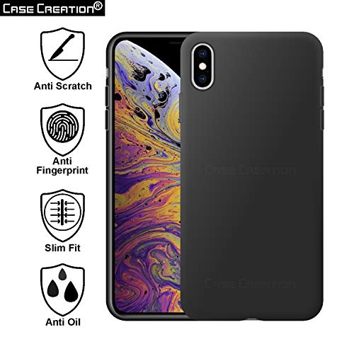 Image of Case Creation Luxurious OG Series for Apple iPhone X Case Cover,Anti-Dirty Slim Case Frosted Matte Cute Candy TPU Raised Bezel (Splash of Color) Back Cover for iPhone X -Black