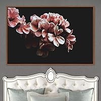 Framed Canvas Wall Art Flora Snapshot Closeup Dark Expressive Farmhouse/Country Floral Multicolor Photography Realism Single - 16x24 inches