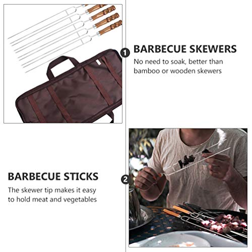 Angoily 5Pcs Espetos de Churrasco Duplo Prong Grelhar Espetos Espetos De CHURRASCO de Aço Inoxidável