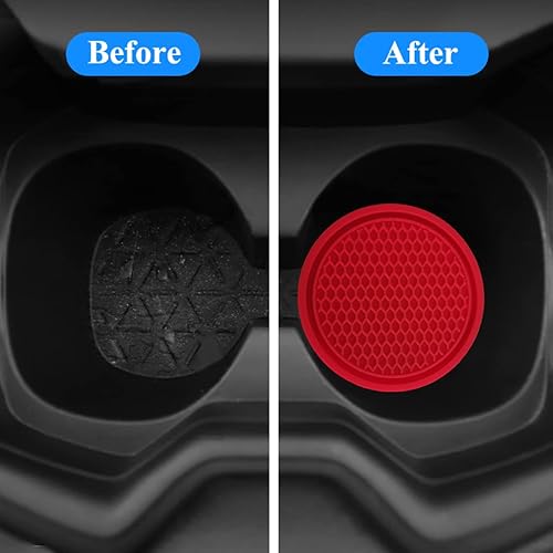 Miniatura 5 de Portavasos para automóvil, paquete de 6 posavasos universales antideslizantes para automóvil, accesorios para el interior del automóvil, color rojo