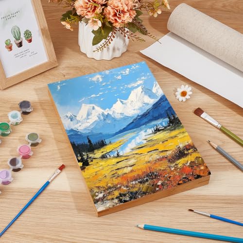 BENECREAT 5m x 28cm Leinwandrolle Leinen, Vier grundierte Leinwandrollen Künstlerleinwand für Gesso-Kunstmalerei Ölgemälde Hintergrunddekoration, 0.3mm dick