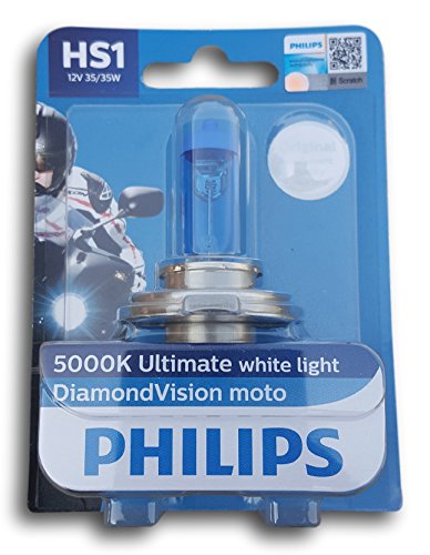 Image of PHILIPS HS1 12636DVB1 Diamond Vision Moto Halogen Bulb (12V, 35 /35W) | Silver and Clear | Set of 1
