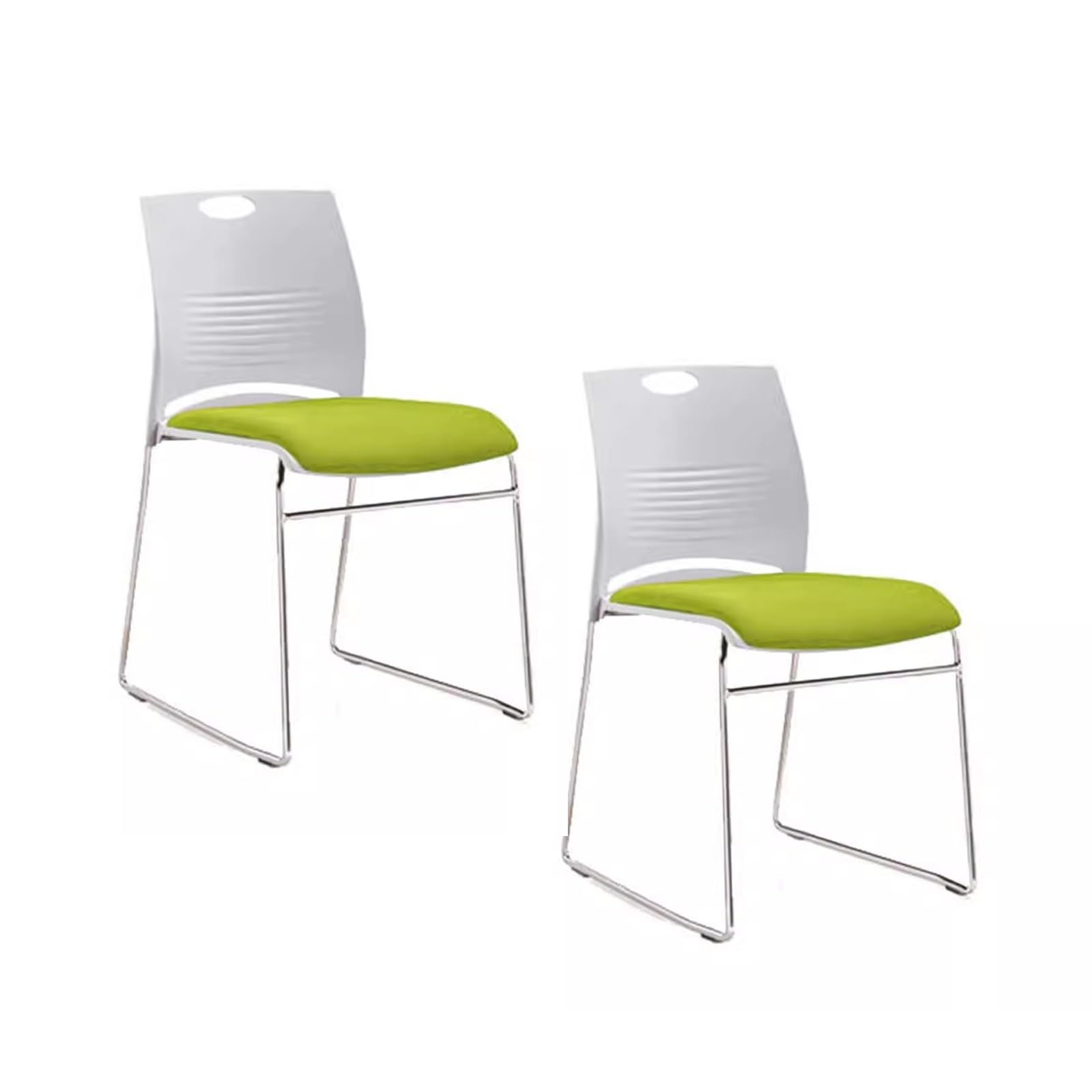Sedia Scrivania Senza Rotelle, Sedia Ufficio Ergonomica, Sedie Gaming, Sedie Sala d'attesa, Sedie Impilabili con Schienale Basso per Sala Formazione, Sala Ricevimenti/ Conferenze (Set da 2)(Green)