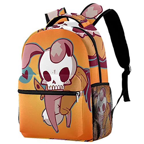 Sac à dos voyage lapin orange fille et garçon avec poche gourde