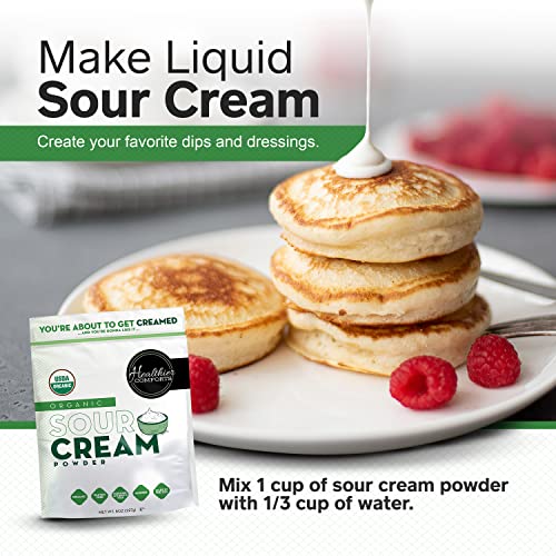 Healthier Comforts Organic Sour Cream Powder | USDA Certified Organic, Kosher, Non-GMO, Gluten Free Food | Sour Cream Organic Powder for Seasonings, Snacks or Easily Reconstituted | Made In USA (8oz) - Thumbnail 7