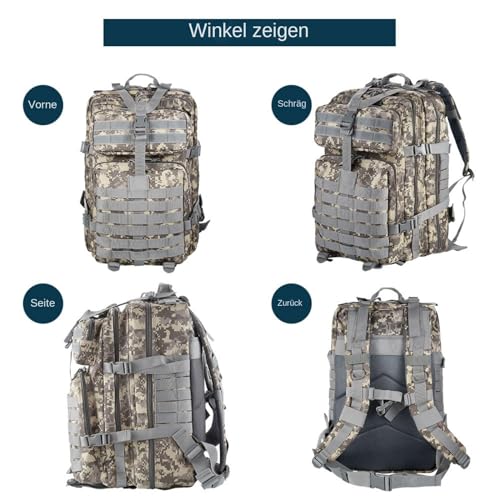 GUJOIN 50L Strapazierfähiger Nylon Wasserdichter Angeln Jagdrucksack Outdoor Militär Rucksäcke Taktische Sport Camping Wandertaschen (ACU) – Ansicht 3
