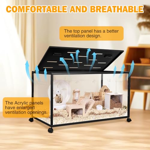 Hamster Cage, 360-Viewing Metal Rat Cage, Chewproof, Stackable Large Cage with Top Access, for Dwarf Syrian Hamster, Gerbil, Mouse (24 * 16 * 16IN) - Image 3