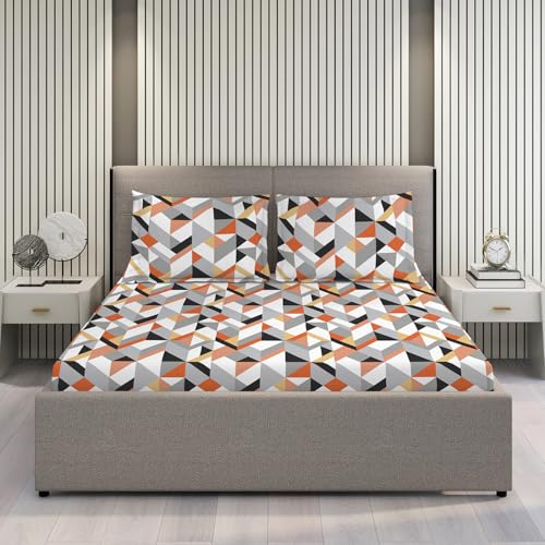 Layers Argos Bedsheet Set for All Seasons - Lightweight, Moisture Absorbent, Machine Washable & Easy to Care - Gift for Housewarming & More - 225 CVC - King Size (Multicolor Argos)