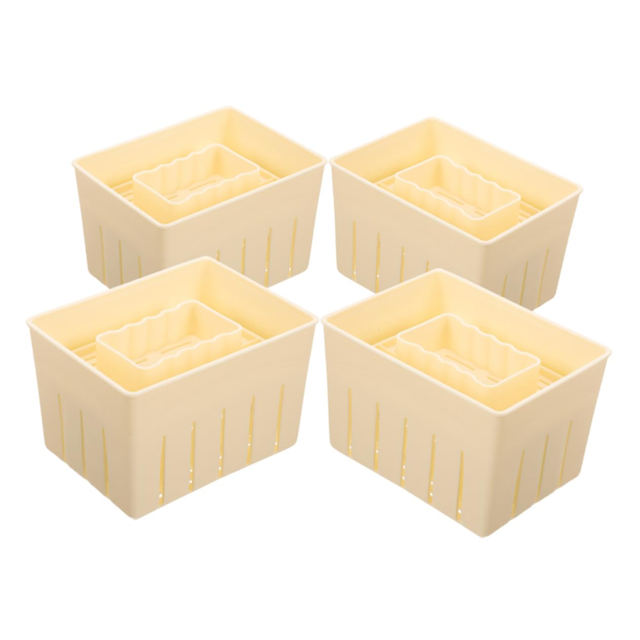 Stampo per Pressa per Formaggio e Tofu 4 Pezzi 140x105x95 Mm Plastica Resistente