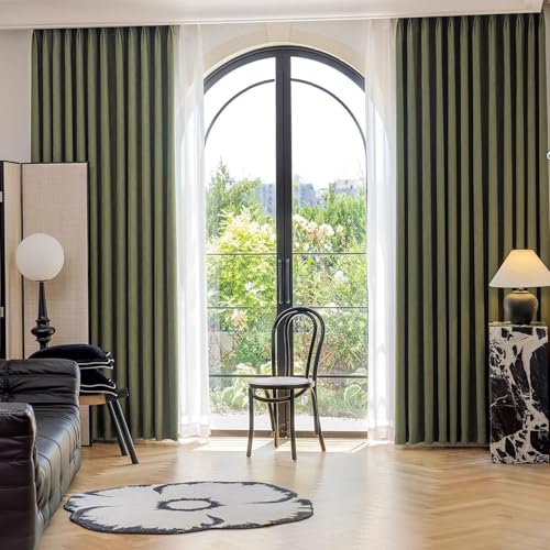 Homxi Cortina Blackout Habitacion 2 Piezas,2 x 96W x 160H CM,Cortinas para Habitacion Matrimonio Verde Oscuro Color Sólido Cortina Ganchos