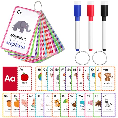 BESARME 26 Pcs Alphabet Flash Card 1-3 ABC Learning & Sight Words Flash Cards for Toddlers and Preschoolers Homeschool & Classroom