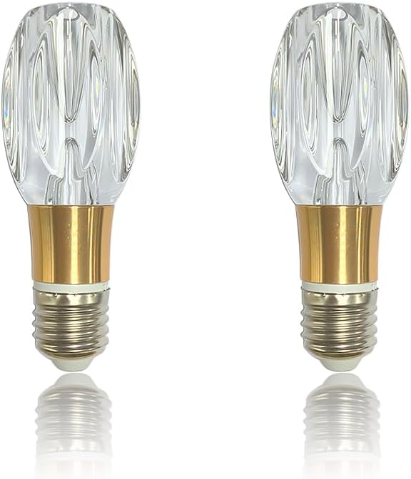 2 Pcs 5W E26 Decorative LED Bulb, 85-265V Wide Voltage, 6500K Cool White, Crystal Edison Style Light for Home/Restaurant/Bar (B006)