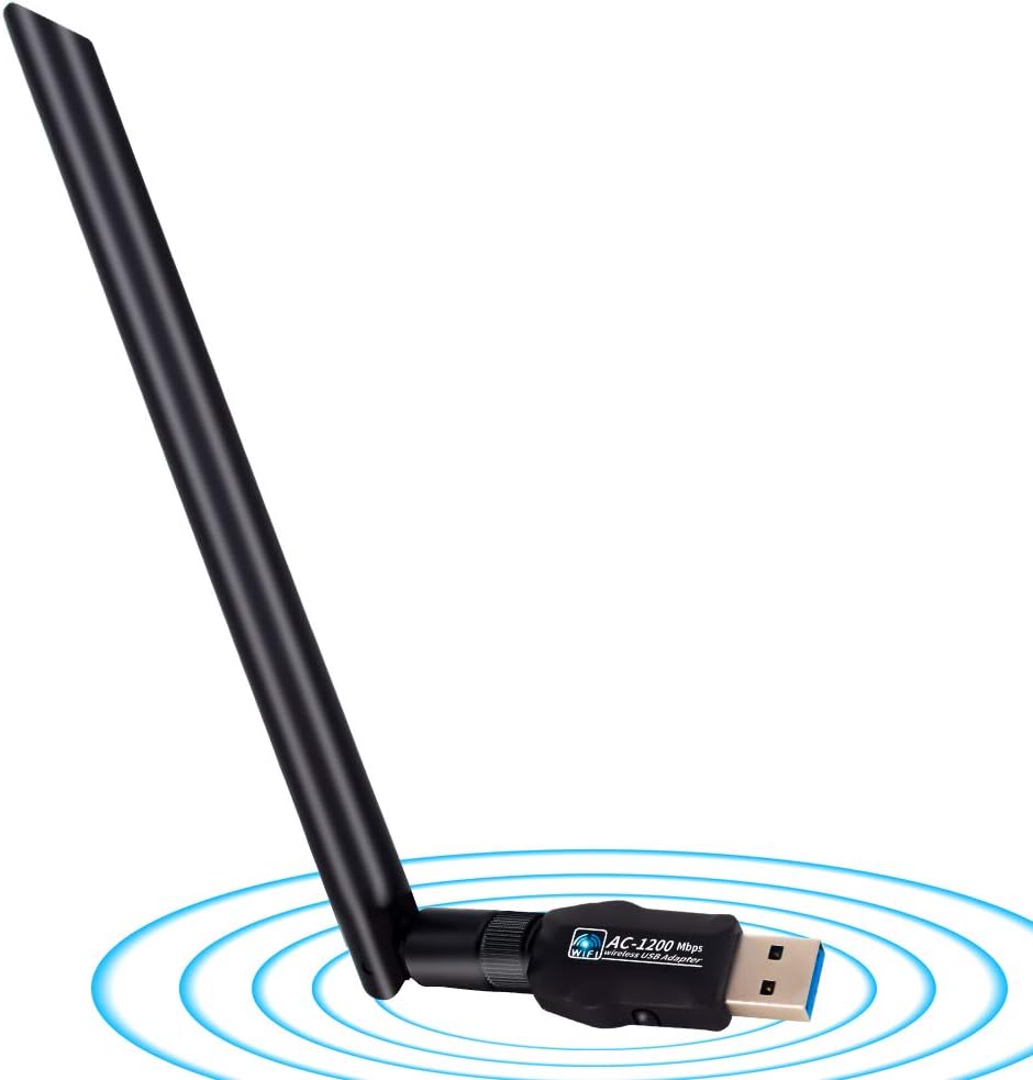 1200Mbps USB WiFi Adapter USB3.0 Wireless WiFi Dongle AC1200 Dual Band(5GHz/867Mbps+2.4GHz/300Mbps) Nework Lan Card for Desktop Laptop PC with windows Xp/Vista/7/8/8.1/10 Linx2.6x Mac OS X10.4-10.13.