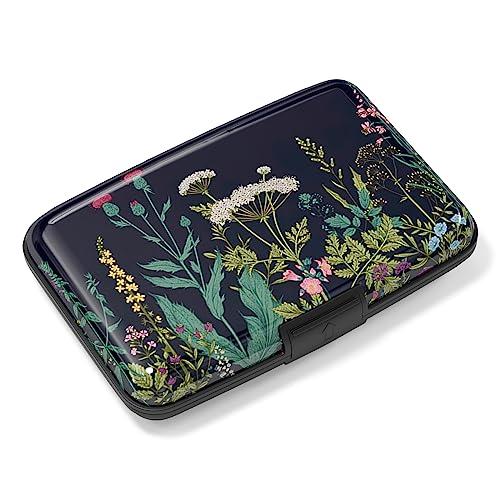 Image of Rimilak Aluminuml Credit Card Holder, Mini Credit Card Wallet RFID Blocking Slim Metal Hard Case for Women Men, Daisy Flower