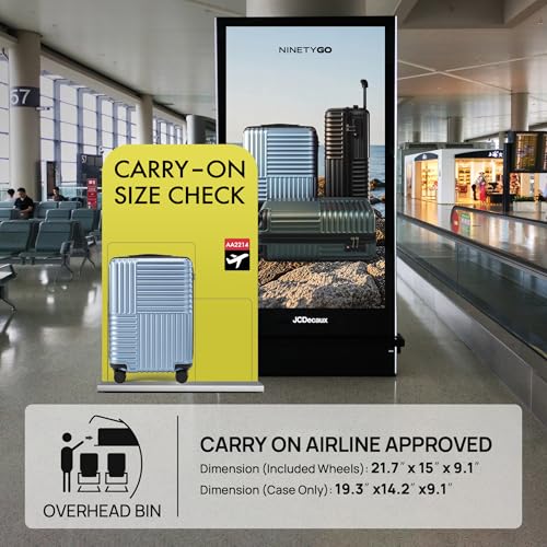Image of NINETYGO Carry On Luggage 22x14x9 Airline Approved, 20 Inch Luggage with Smooth Double Spinner Wheels, Hard Shell PC+ABS Suitcase Carry-On, Lightweight Travel Luggage, TSA Approved (Black, Himalayas)