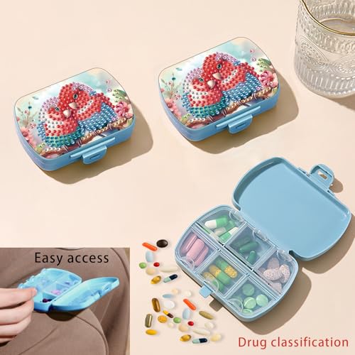 Image of ARTopet Diamond Art Painting Mini Storage Box with 6-Grid Creative Design Compact Portable Small Case for Purse Travel Daily (Love Birds)