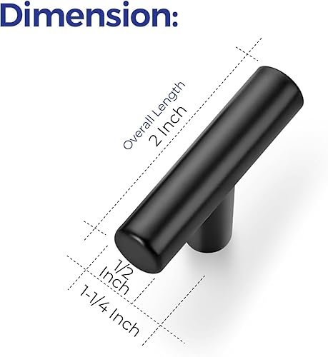 Miniatura 3 de Tiradores de gabinete de acero inoxidable negro mate para armario de cocina, manijas de gabinete de 2 pulgadas de largo, paquete de 15