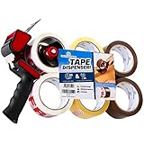 Paketklebeband mit Handabroller Set, Handheld Paketbandabroller und Rollen Paketklebeband zum Verpacken Extra Strong PVC-Klebebändern (Spender Gemischt, 1er-Pack)