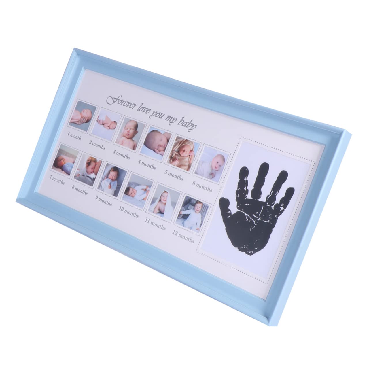 Beatifufu Baby Growth Frame 12-month Milestone Photo Frame Hand and Foot Prints Newborn Baby Keepsake