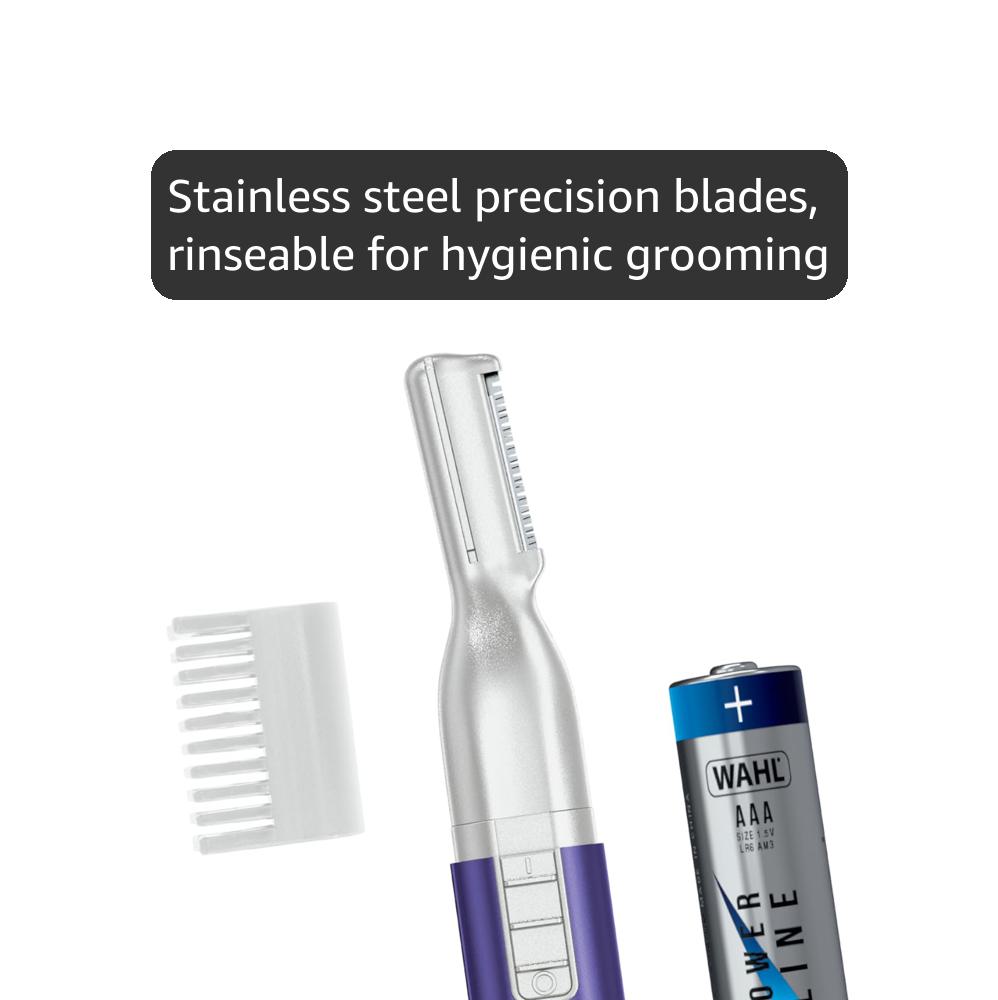 Wahl Clean & Confident Female Battery Pen Trimmer with Rinseable Blades for Eyebrows, Facial Hair, & Light Grooming- Hygienic Grooming & Easy Cleaning with Battery Included - Model 5640-100