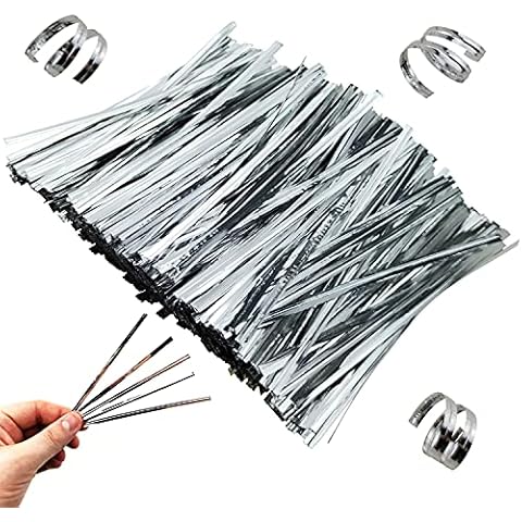 IFAMIO 760 Pcs 4.7 Inch Silver Metallic Twist Ties Foil Twist Ties for Cello Bags Treat Bags Gift Packaging Bread Cookie Candy Cake Bags Cover