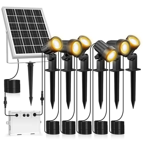 MEIKEE solarna lampa ogrodowa, 2700 K, ciepła biel, 3 jasność, 2 tryby dynamiczne, solarne oświet...
