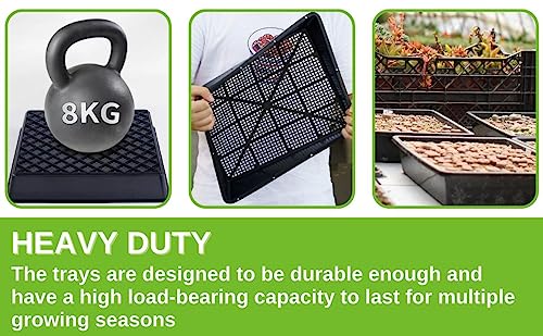 Begrit Seed Starter Trays 5-Pack 15X12 Inch Mesh Tray Plastic Plant Trays Garden Seedling Starter Kit Bonsai Training Pots Succulent Transport Pots With 5 Bases #TOP2