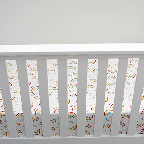 Image of Baby Girl Nursery Sheet - Microfiber Fitted Crib Sheet Baby Sheet for Standard Crib and Toddler mattresses Nursery Bedding Sheet Crib Mattress Sheets for Boys and Girls 1 Pack Rainbow - By UOMNY