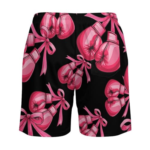 Breast Cancer Boxing Glove Ribbon Mens Swim Trunks with Quick-Drying Lining Beach Shorts for Outdoor Sports4