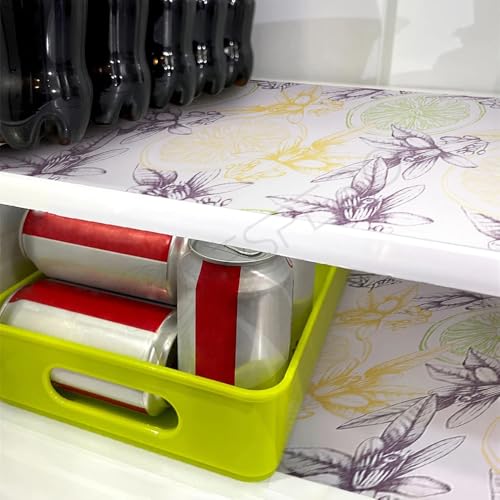 Image of ESPERO Fridge Mats, Kitchen Mat EVA Food Grade Multipurpose Washable Anti Slip Mat /Sheet for Fridge, Shelf Liners for Kitchen Shelves, Table, Kitchen Drawer mat - 300 x 45 cm (Big Flower White)