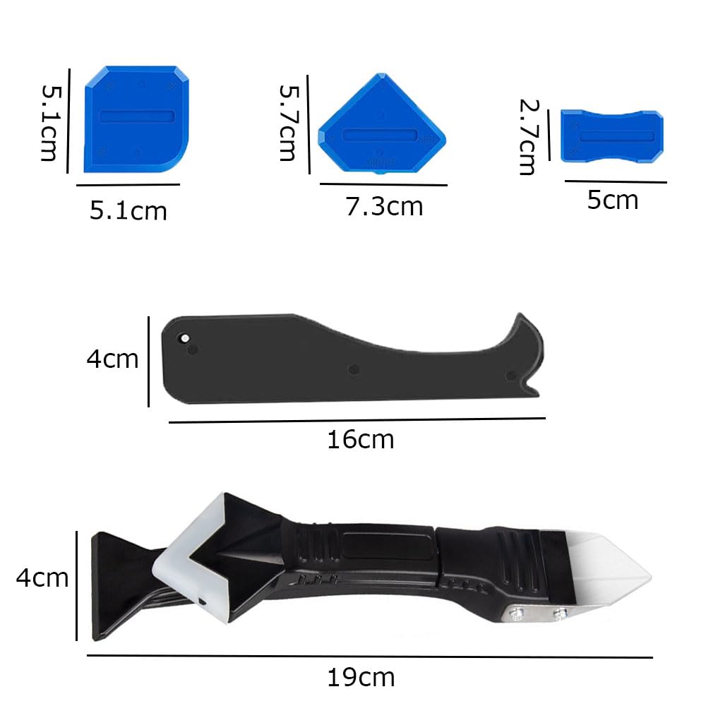 Kit Raschietto in Silicone 3 in 1, Kit di Strumento di Sigillante, 3-in-1 Strumento per Calafataggio, Strumenti per Calafataggio Rimozione Tira del Silicone per Silicone Sigillante