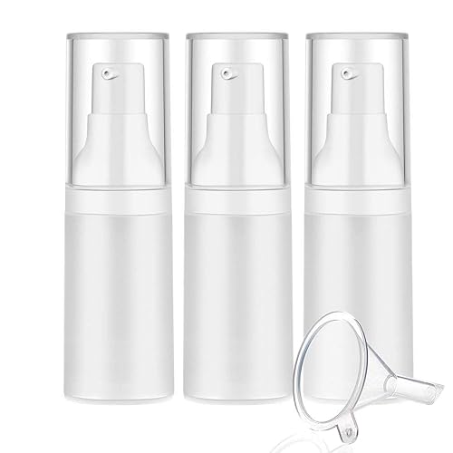 Botella de bomba sin aire estéril de 0.7 fl oz con embudo fácil de transportar y llenar botellas de loción mate para viajes