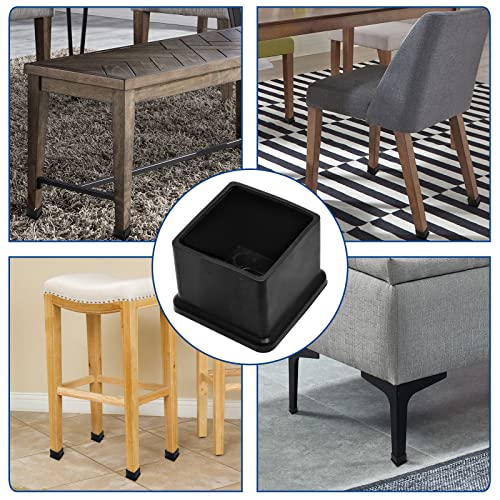 Coufce 12Pcs 1 Inch X 1 Inch Black Square Rubber Furniture Leg Protectors, Pvc Rectangle Furniture Leg Caps, Rubber Protectors For Table, Chair, Desk, Floor(25Mm X 25Mm) #TOP6