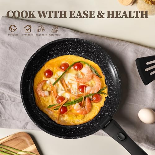 Image of 23Pcs Ceramic Cookware Set Non Stick Pots and Pans Set Non Toxic with Detachable Handle Induction Kitchen Cookware Set Space Saving, Oven & Dishwasher Safe, Black
