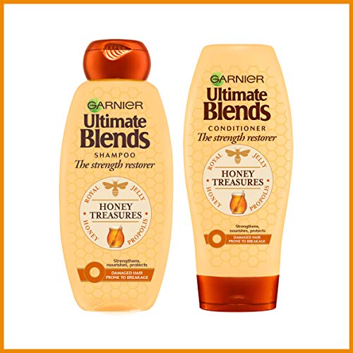 Garnier Ultimate Blends Honey Treasures Shampoo & Conditioner Set | Strengthening for Dry Damaged Hair 400 ml