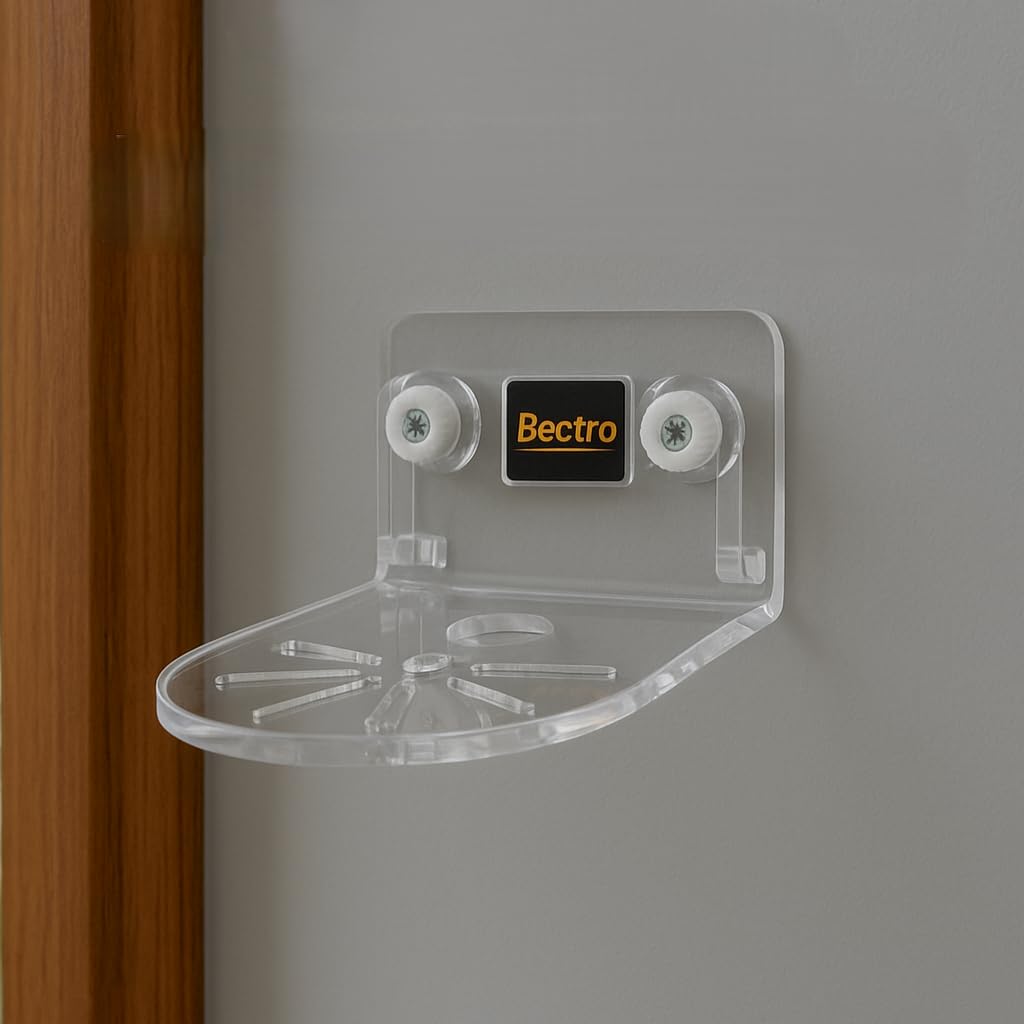 Bectro Transparent Acrylic CCTV Camera Wall Mount Stand, Drill Free, Comes with Strong Adhesive Tape with Inbuilt Screw Set – Durable, Sleek Bracket for Indoor & Outdoor Use