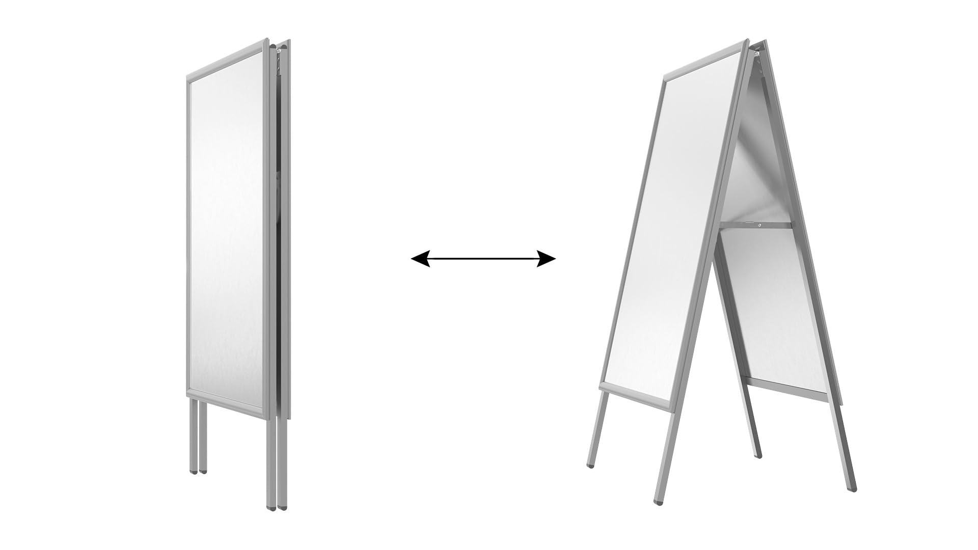 ALLboards Chevalet Porte-Affiche Double Face Cadre en Aluminium Gris – Format A1