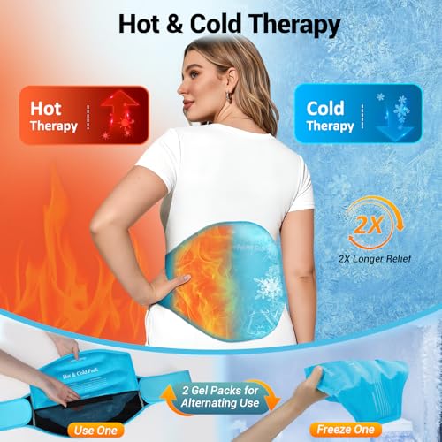 Image of Comfytemp Extra Large Back Ice Pack for Lower Back Pain, Sciatica Relief, Reusable Hot Cold Therapy Wearable Gel Pack Wrap for Injuries, Surgery Recovery, Herniated Disc, FSA Eligible HSA, 2 Gel Packs