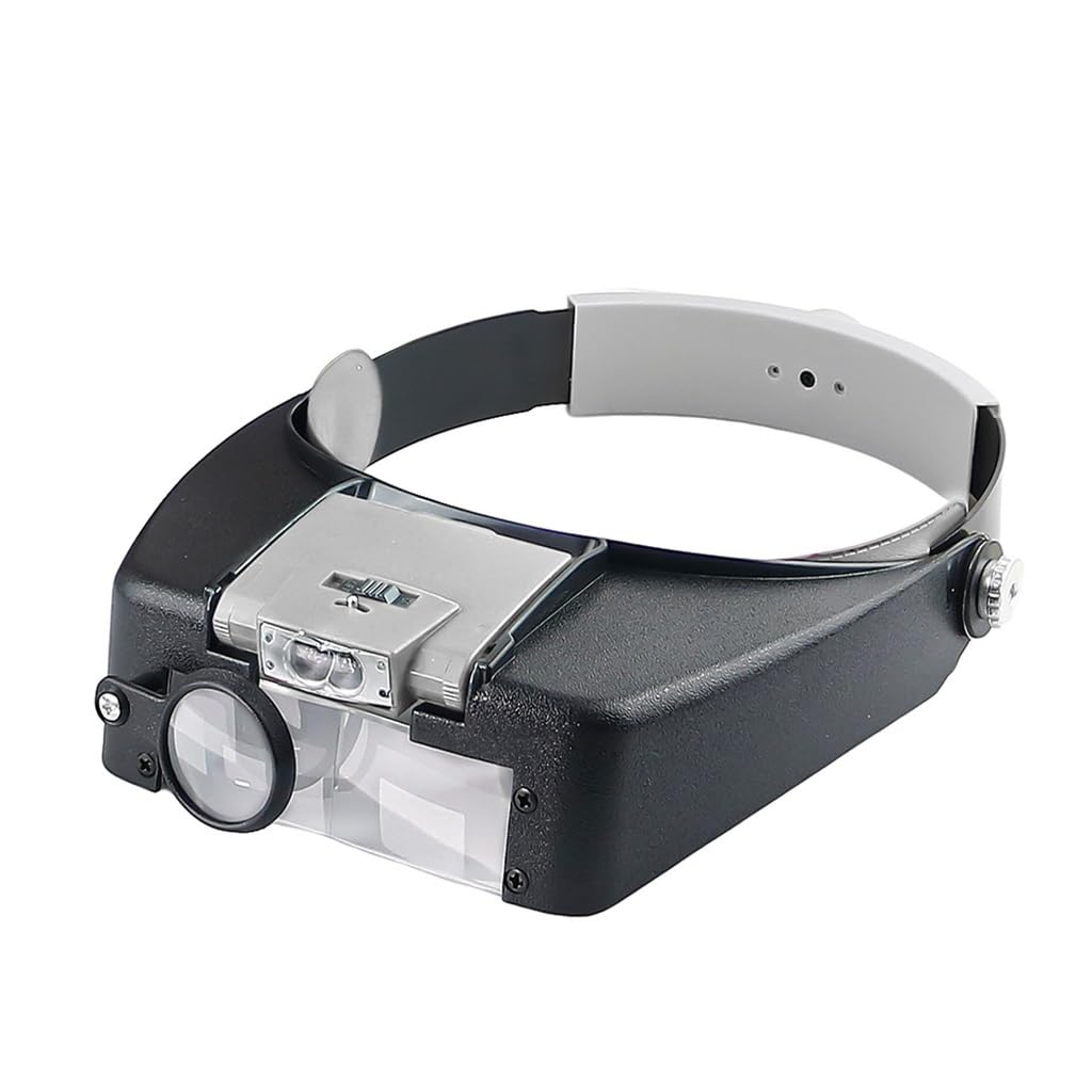 Montierte Lupe mit 2 LEDs, Pflege-Lesebrille, Schönheitsbrille, Lupe,
