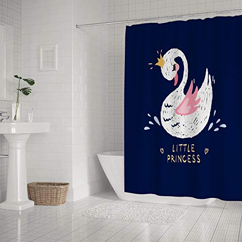 Rideau de douche imperméable en polyester à motif cygne pour bloquer les éclaboussures
