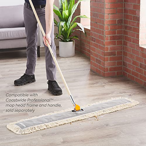 Image of Coastwide Professional Cut-End Dust Mop Head, Cotton, 48x5 In, White | Replacement mop head for sweeping dust and debris on facility floors.