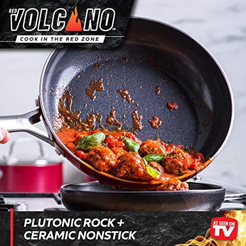Red Volcano Textured Ceramic Nonstick, 10" Frying Pan Skillet with