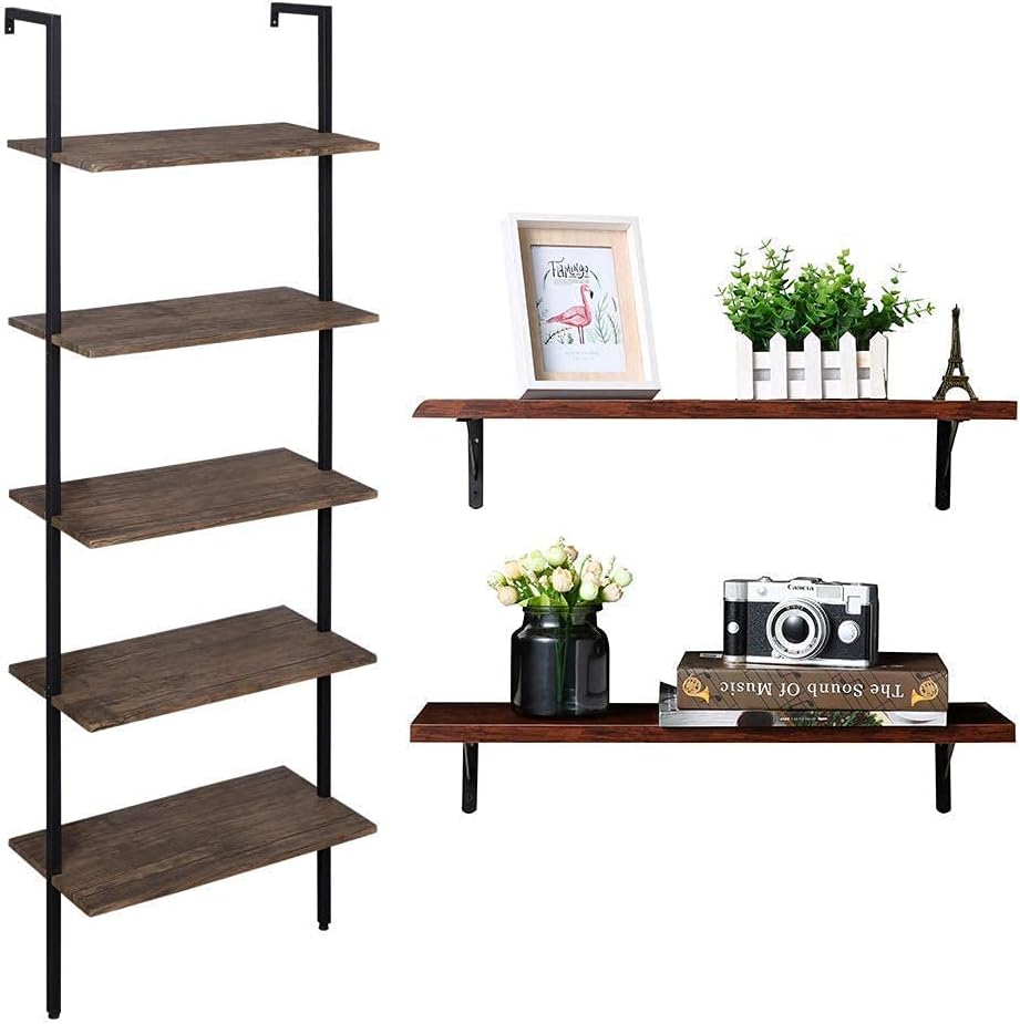 SUPERJARE Wall Mounted Floating Shelves and 5Tier