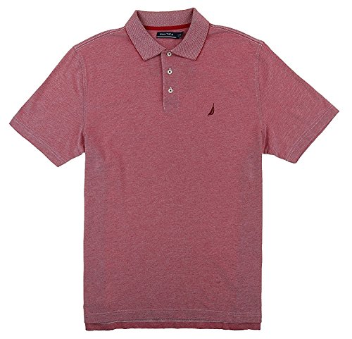 Polo en maille Nautica rouge persan taille L, confort thermique et tissu respirant
